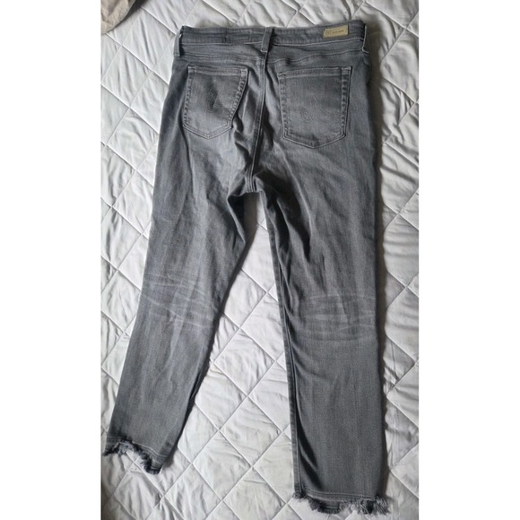 AG-ED Denim Mari Crop High Rise Slim Straight Gray Jeans Women's 33R - Picture 3 of 14